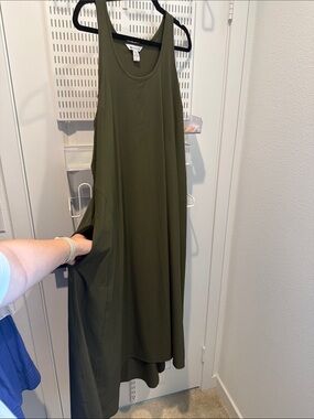 Athleta Olive Green Sleeveless A-Line Dress